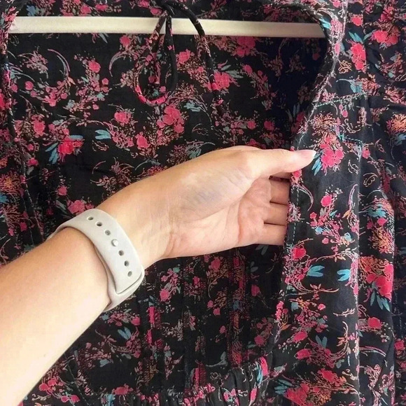 Free People Monica Top, Floral Open Back Puff Sleeve Cinched Waist Blouse Med - Picture 15 of 16